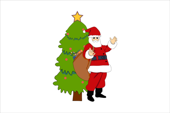 Christmas Santa Illustration Red Hat Graphics & Templates