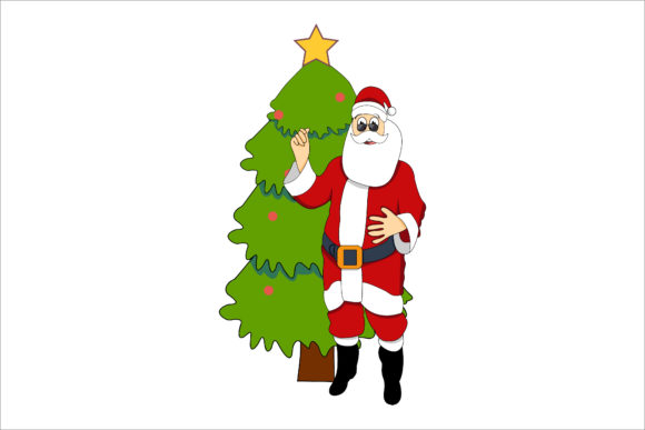 Santa Christmas and Christmas Tree Graphics & Illustrations