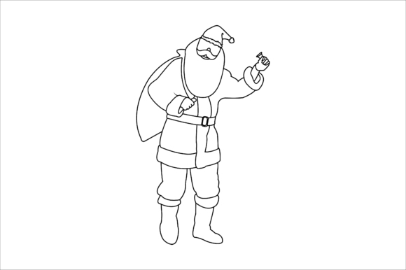 Santa Christmas Outline Gifts and Bells Graphics Review
