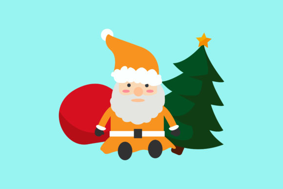 Santa Claus with Christmas Tree and Sack Graphics Review