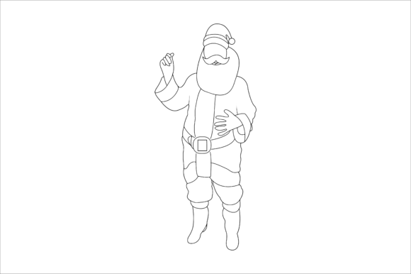 Santa Happy Christmas Outline Graphics & Illustrations